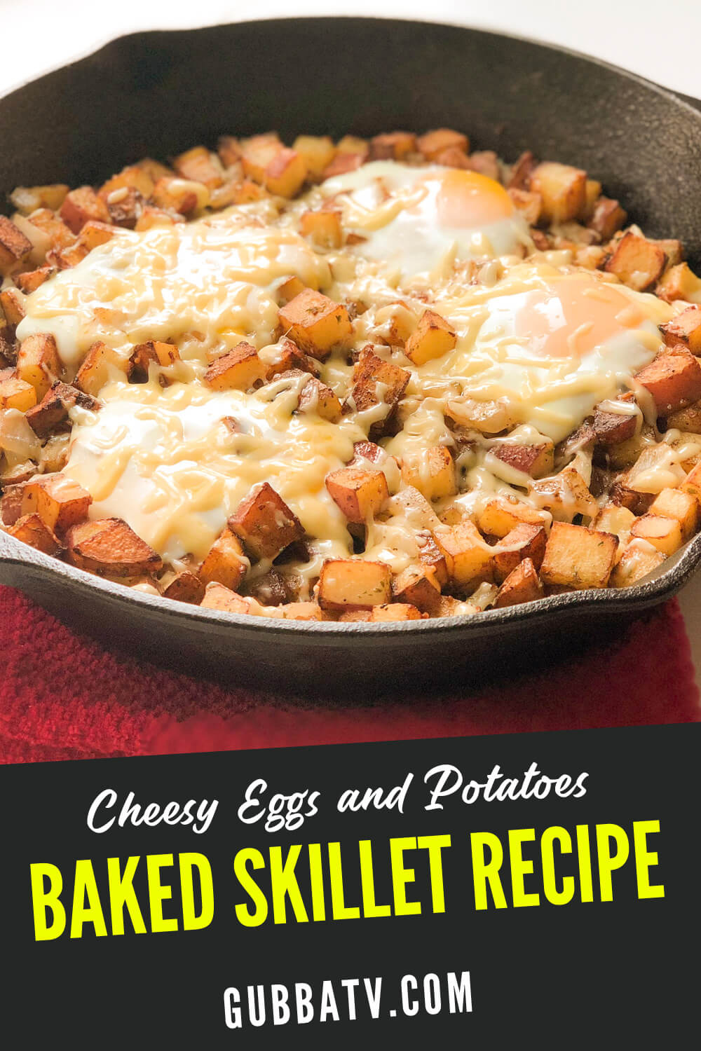 Cheesy Eggs and Potatoes Baked Skillet Recipe