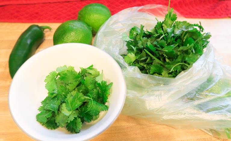 cilantro and limes