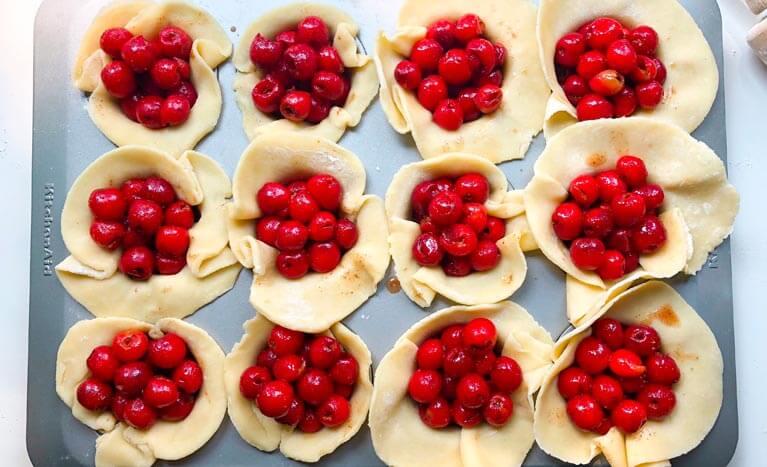 mini cherry pies before baking