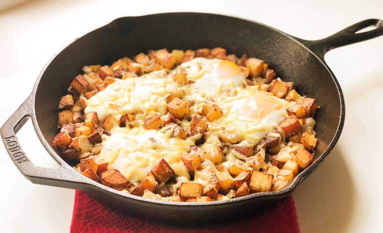 Cheesy Potato, Egg, and Bacon Skillet » Sea Salt Savorings