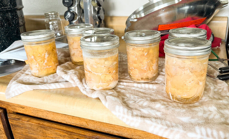 jars of raw chicken