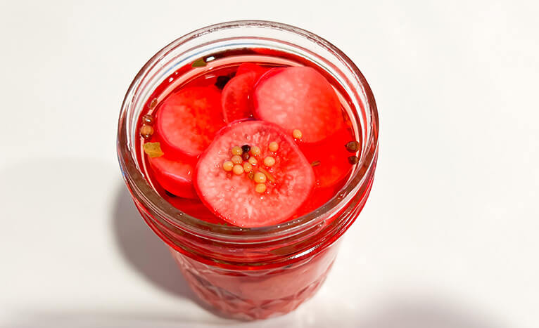 pickled radish in jar