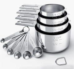 TILUCK Stainless Steel Measuring Cups & Spoons Set