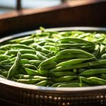 green beans in strainer