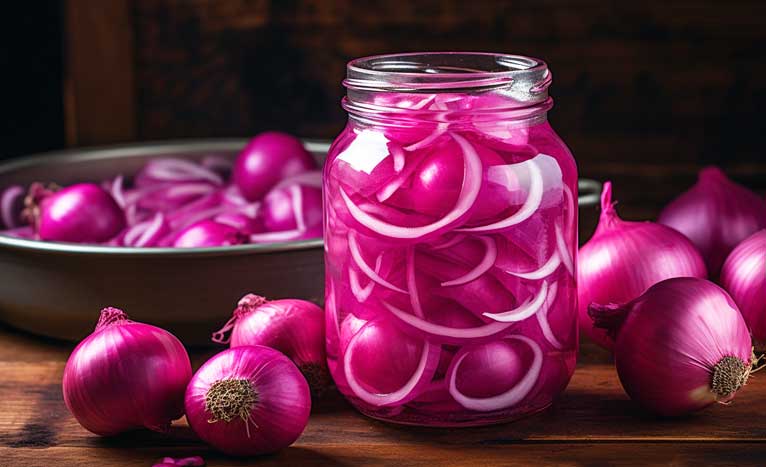 pickled onions in jar